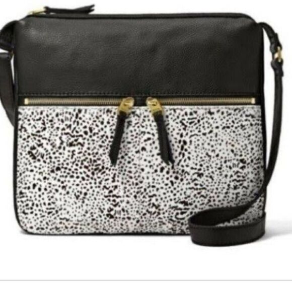 Fossil leather black and cow print Crossbody bag - Picture 9 of 9